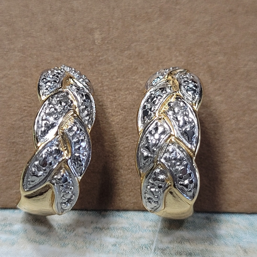 Ross Simon 925 Gold and Silver Braided Earrings